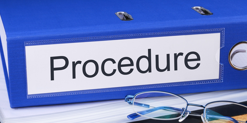 image of a folder with procedure written on it